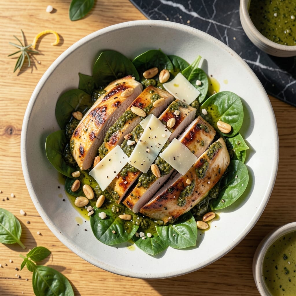 Pesto Chicken Salad Recipe: Bright Herb-Flecked Creaminess Pesto Chicken Salad Recipe: Bright Herb-Flecked Creaminess