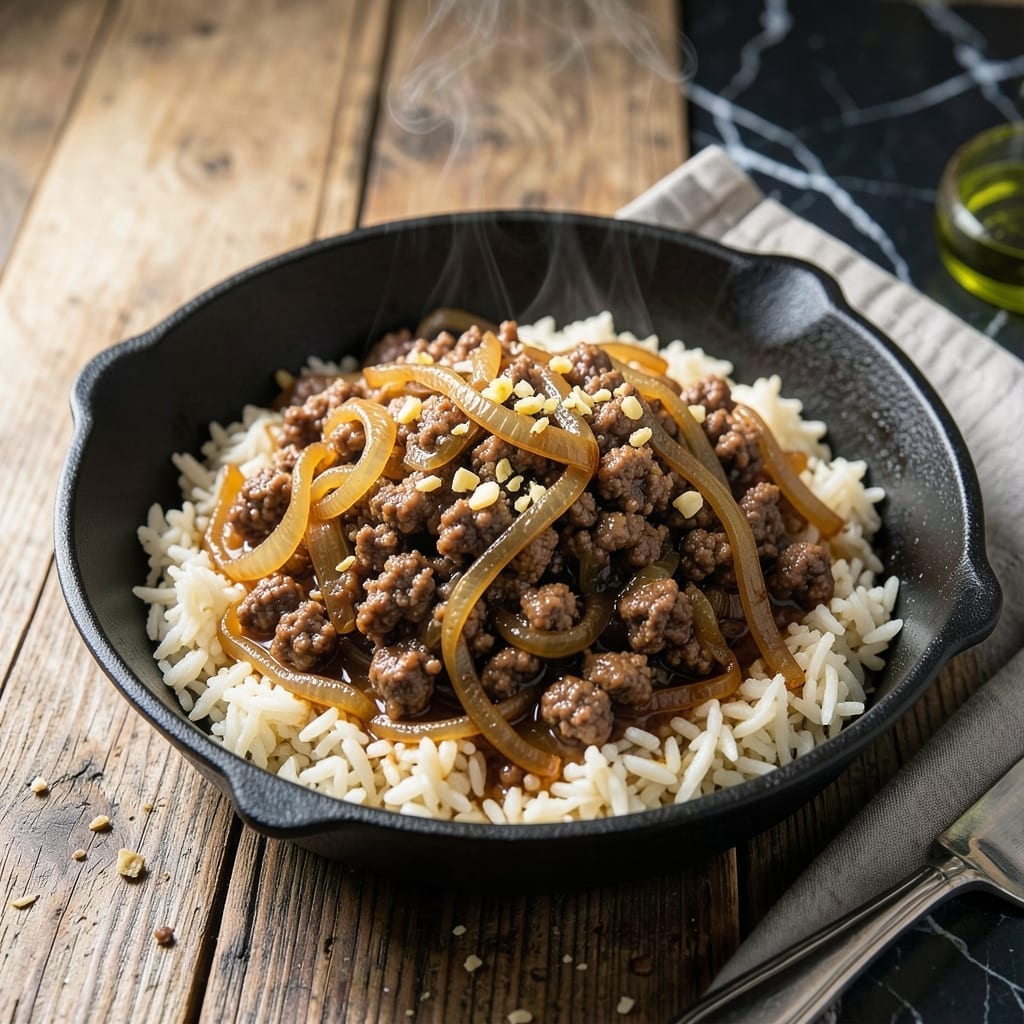 French Onion Ground Beef and Rice Recipe: Slow-Cooked Savory Depth