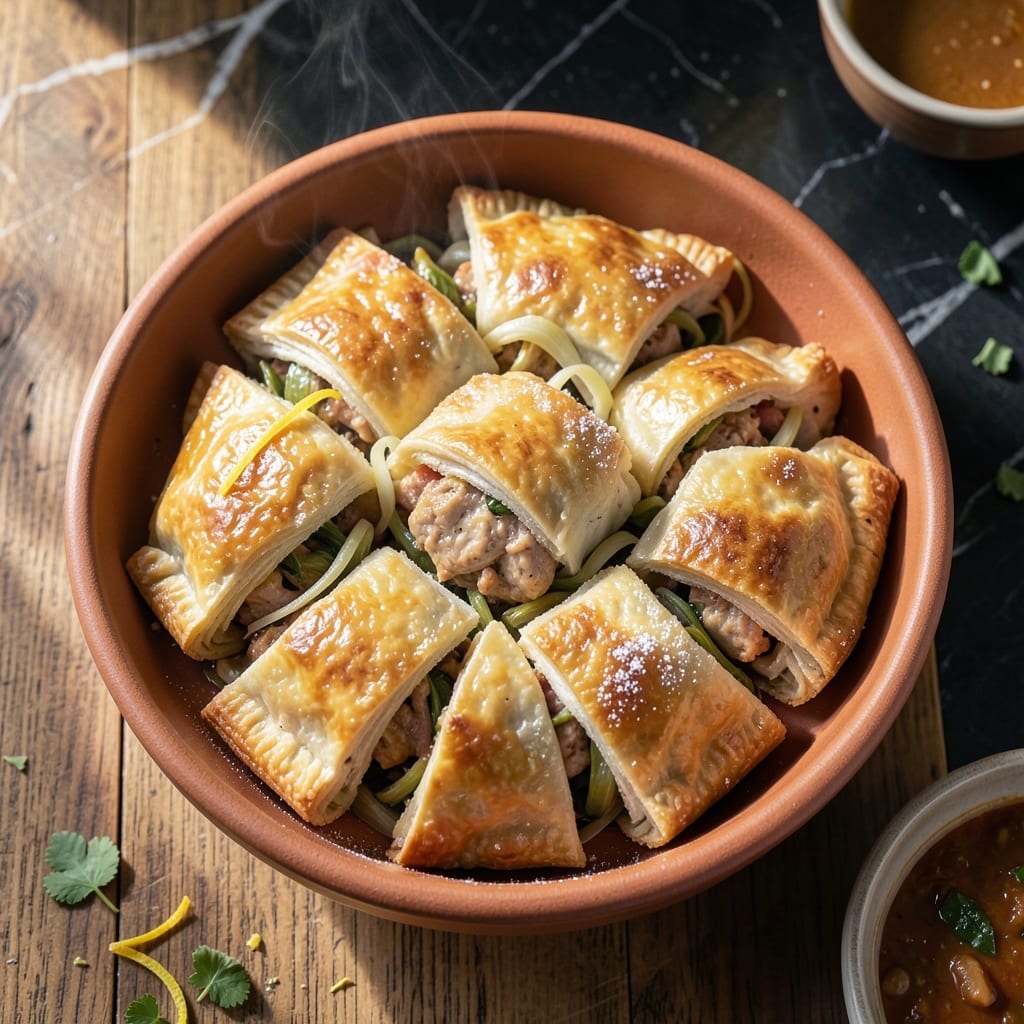 Chicken and Leek Pasties Recipe: Flaky Pastry With Savory Herb Filling