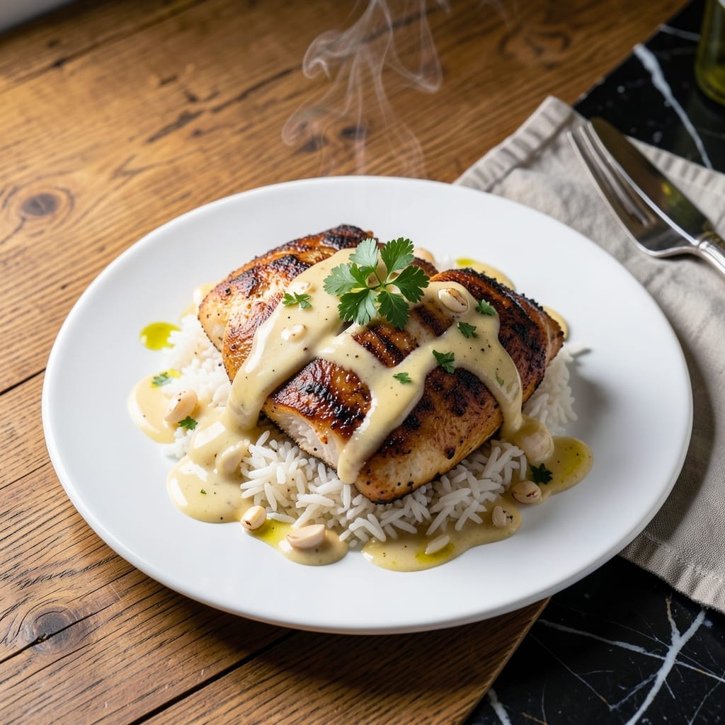 Creamy Garlic Chicken and Rice Recipe: Velvety Sauce Over Fluffy Grains