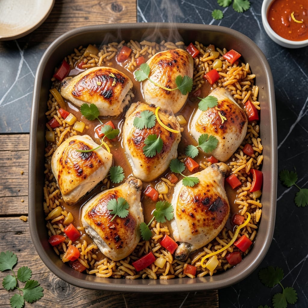 Chicken and Spanish Rice Casserole Recipe: One-Pan Fiesta with Golden Crust