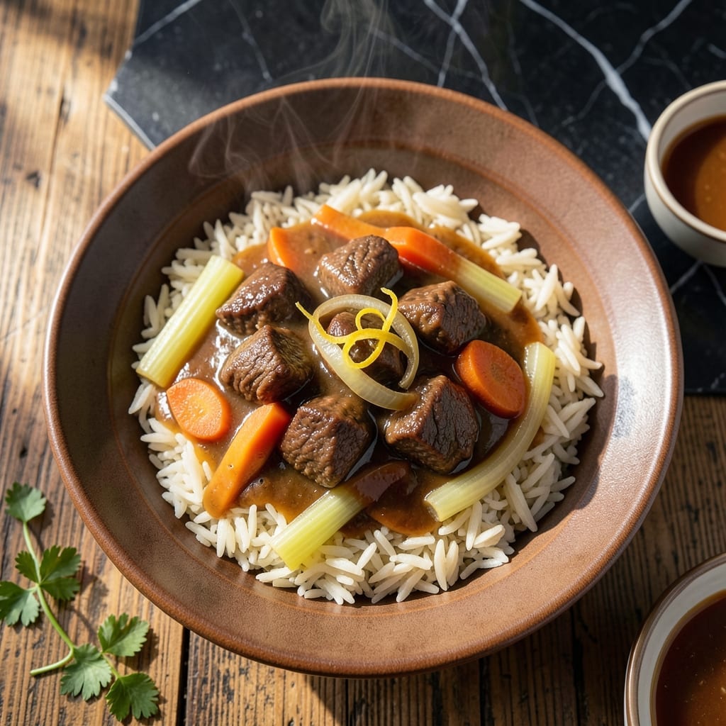 Rice and Stew Recipe: Hearty One-Pot Meal with Robust Flavors