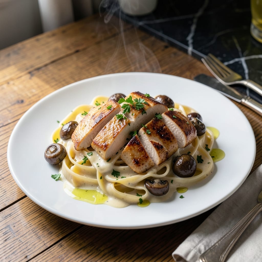 Chicken and Mushroom Alfredo Recipe: Rich Sauce With Tender Chicken