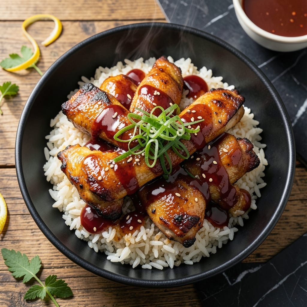 Korean BBQ Chicken and Rice Recipe: Sweet-Savory Glaze on Fluffy Grains
