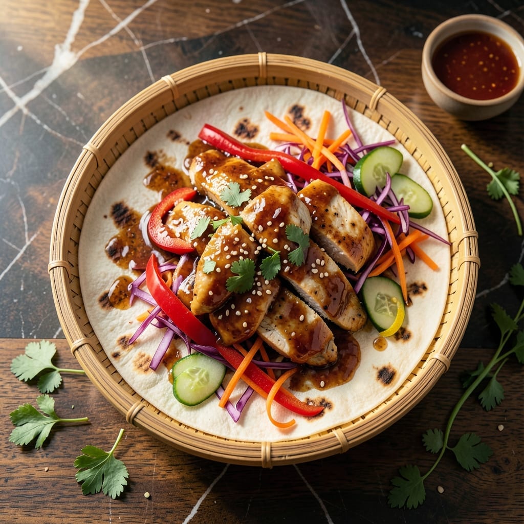 Asian Chicken Wrap Recipe: Crisp Veggies and Peanut Sauce Harmony Asian Chicken Wrap Recipe: Crisp Veggies and Peanut Sauce Harmony