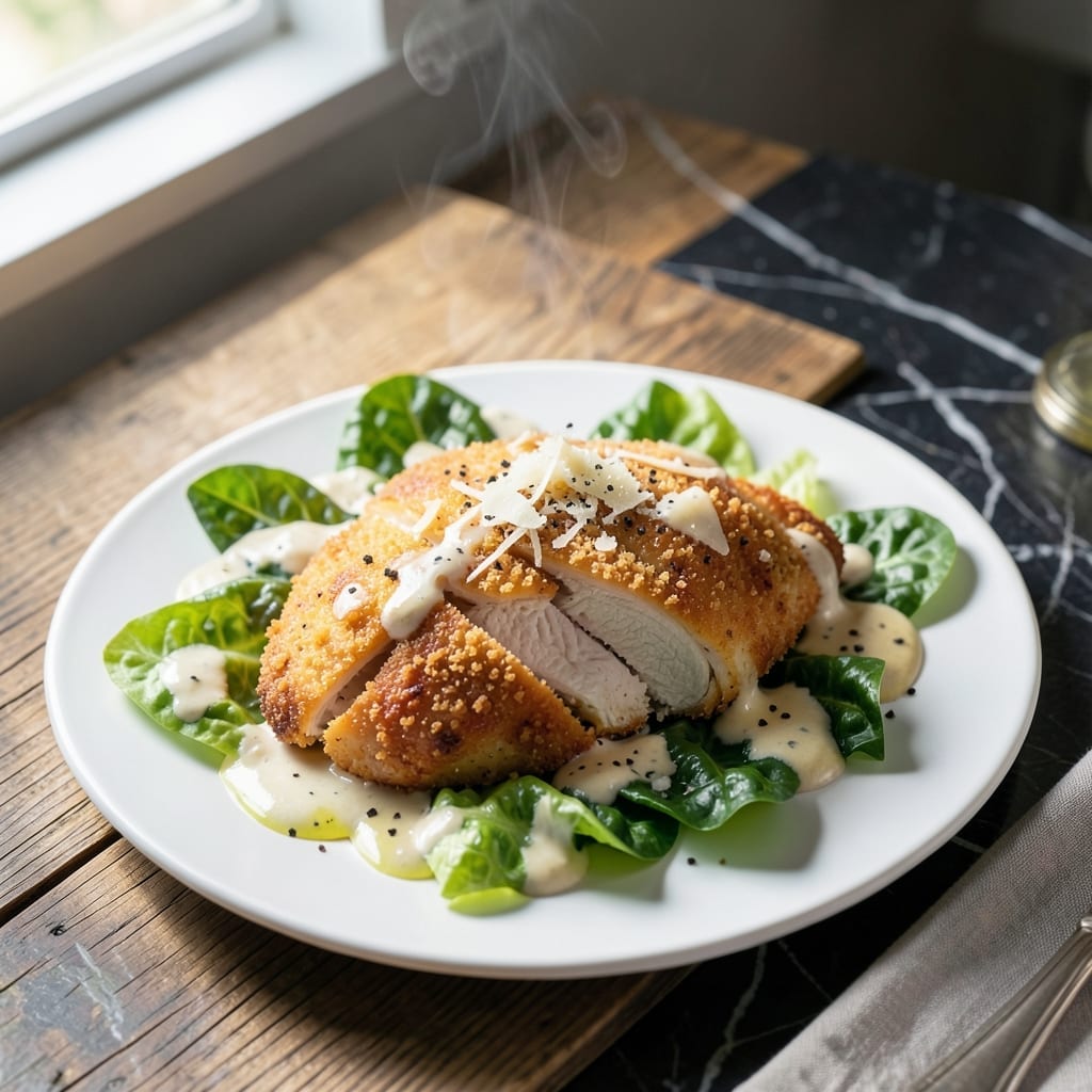 Chicken Caesar Chicken Recipe: Crispy Parmesan-Crusted Cutlets With Romaine Chicken Caesar Chicken Recipe: Crispy Parmesan-Crusted Cutlets With Romaine