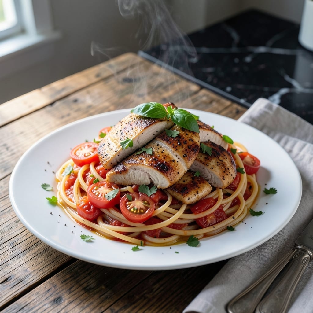 Chicken Tomato Linguine Recipe: Silky Ribbons With Herb-Infused Sauce