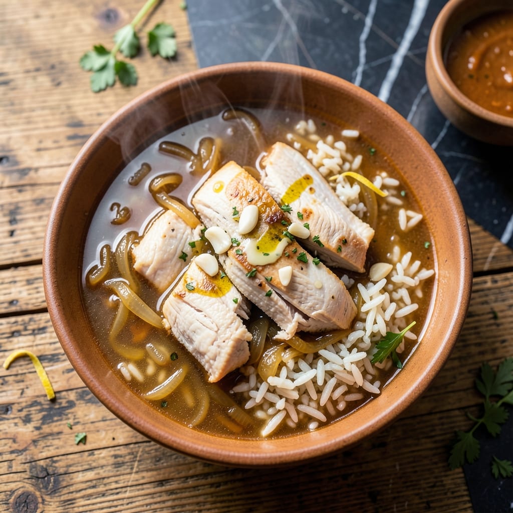 Chicken and Rice Onion Soup Recipe: Hearty Broth With Tender Bites