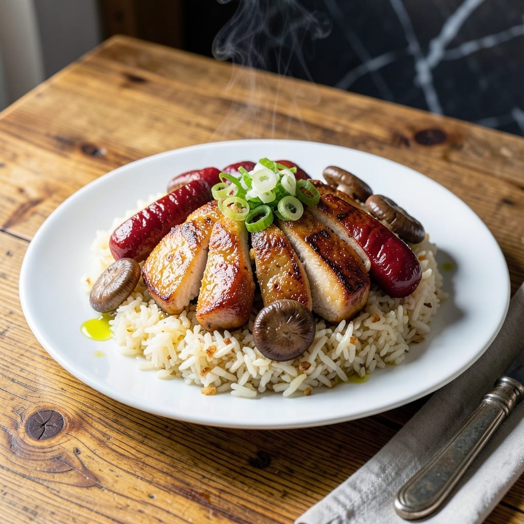 Chicken Chinese Sausage Mushroom Rice Recipe: Wok-Seared Umami with Fragrant Jasmine