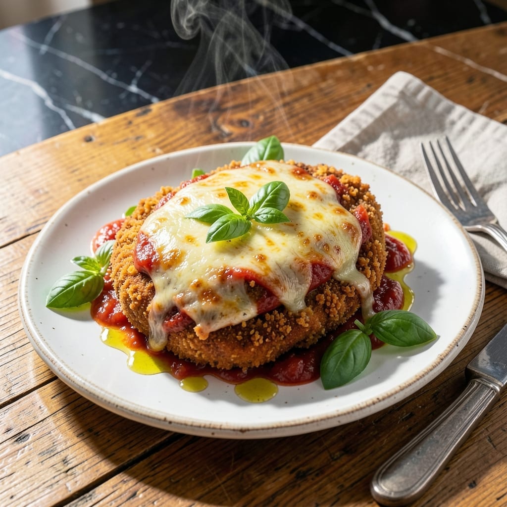 Chicken Cutlet Parmigiana Recipe: Layers of Crispy Breaded Chicken with Melty Cheese