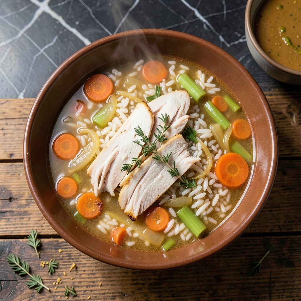 Recipe Rebel Chicken Rice Soup: Hearty Broth With Tender Chicken and Rice Recipe Rebel Chicken Rice Soup: Hearty Broth With Tender Chicken and Rice