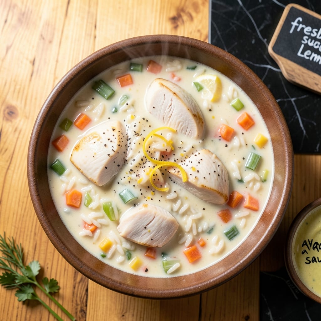 Greek Cream of Chicken Rice Soup Recipe: Lemon-Infused Mediterranean Comfort Greek Cream of Chicken Rice Soup Recipe: Lemon-Infused Mediterranean Comfort