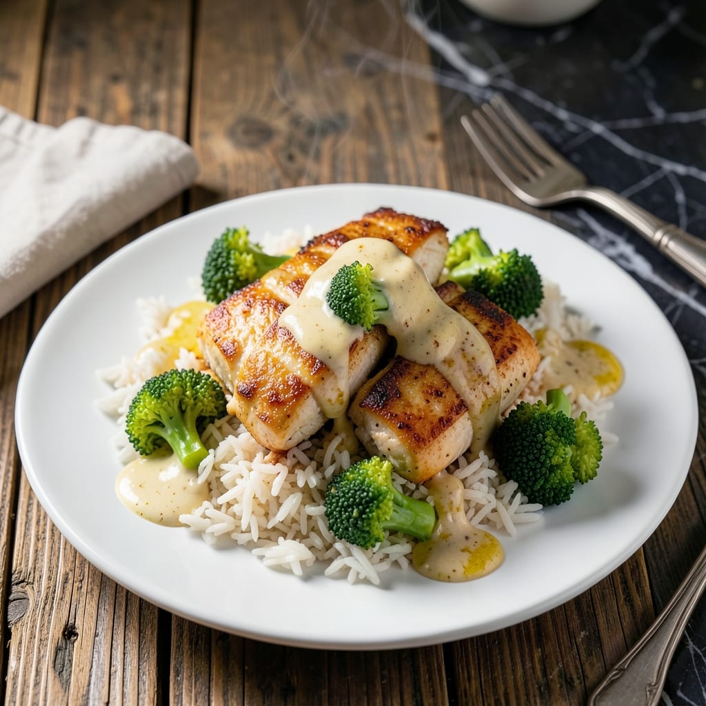Campbell's Chicken Divan With Rice Recipe: Creamy Broccoli and Chicken Over Fluffy Grains