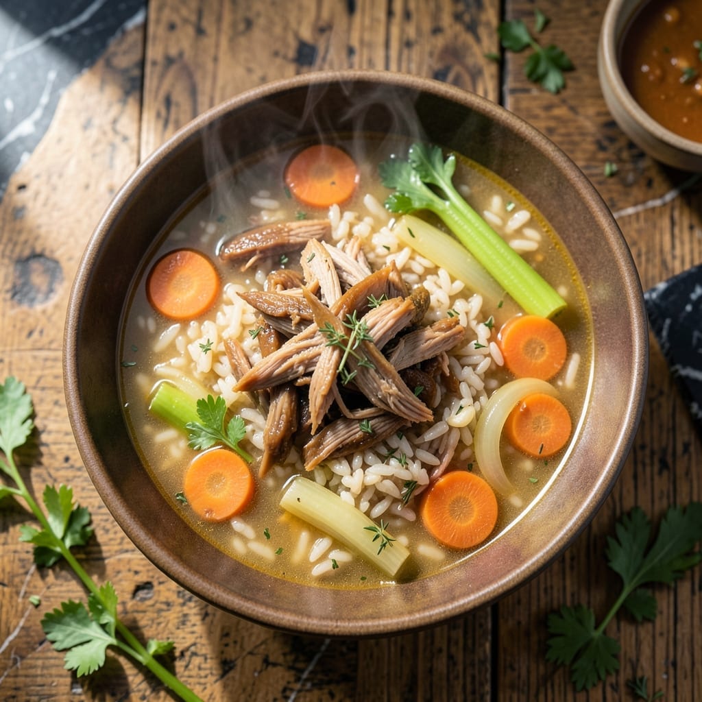 Recipe for Turkey Vegetable Rice Soup: Savory Broth With Tender Grains