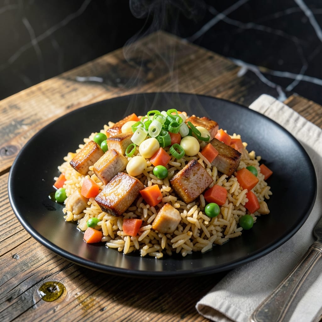 Pork Fried Rice Recipe Chinese-Style: Wok-Charred Savory Bites With Peas and Carrots Pork Fried Rice Recipe Chinese-Style: Wok-Charred Savory Bites With Peas and Carrots