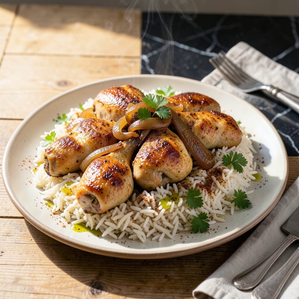 Lebanese Chicken and Rice Recipe: Fragrant Spices With Caramelized Onions Lebanese Chicken and Rice Recipe: Fragrant Spices With Caramelized Onions