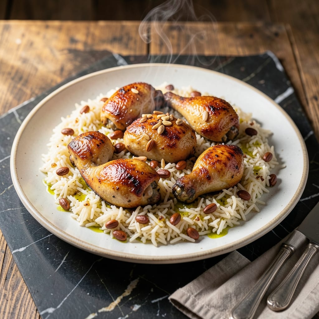 Lebanese Chicken and Rice With Pine Nuts Recipe: Toasted Nuttiness in Every Bite