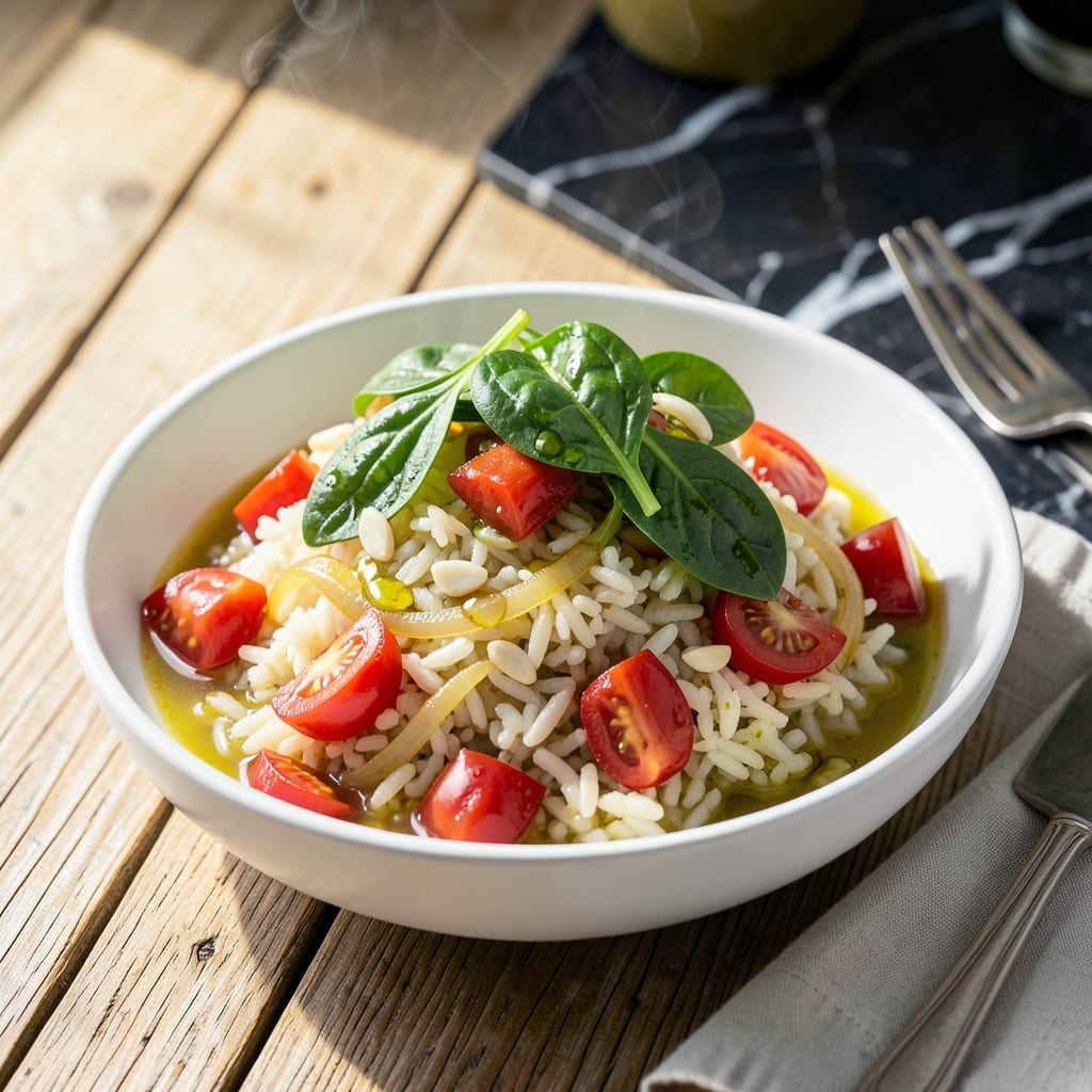 Greek Spinach Tomato Rice Recipe: Mediterranean One-Pot Delight