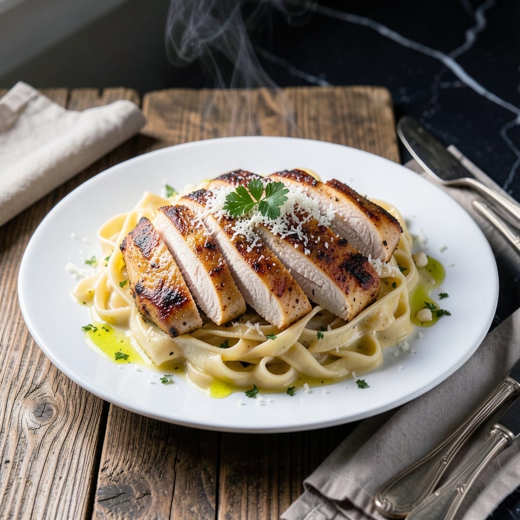 Roasted Chicken Alfredo Recipe: Creamy Fettuccine With Garlic-Herb Chicken