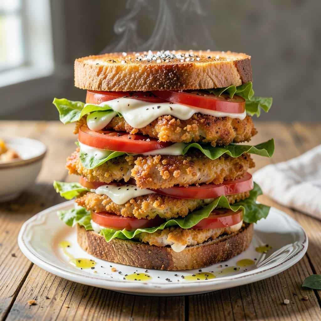 Chicken Bread Sandwich Recipe: Crispy Cutlet in a Soft Roll Chicken Bread Sandwich Recipe: Crispy Cutlet in a Soft Roll