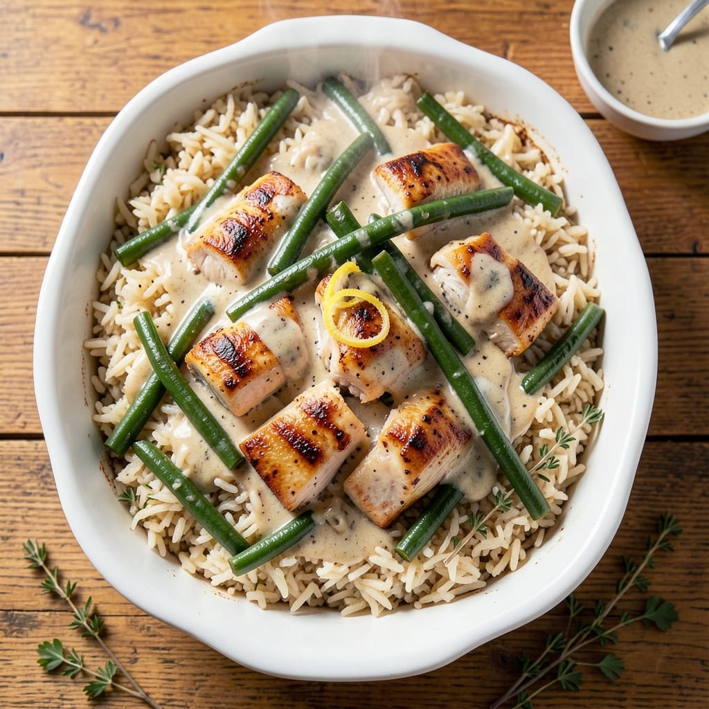 Chicken Rice and Green Bean Casserole Recipe: One-Dish Family Favorite Chicken Rice and Green Bean Casserole Recipe: One-Dish Family Favorite