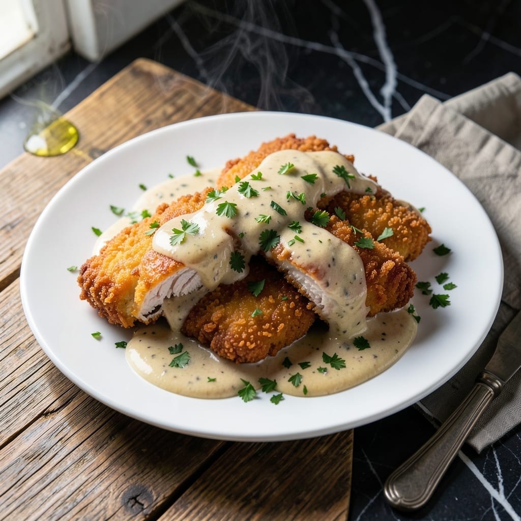 Chicken Fried Chicken Gravy Recipe: Crispy Cuts With Rich Peppered Sauce