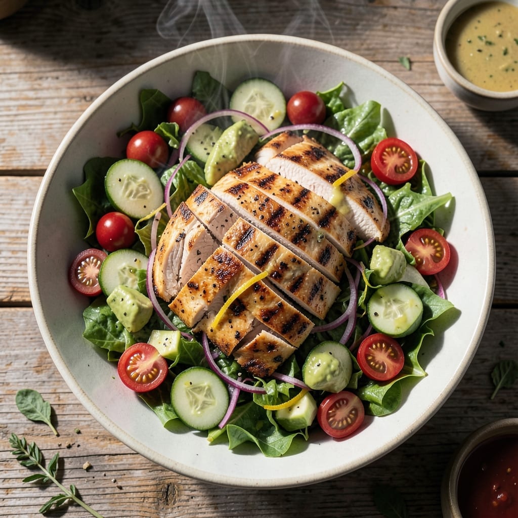 Grilled Chicken Salad: Smoky Protein Over Fresh Garden Greens Grilled Chicken Salad: Smoky Protein Over Fresh Garden Greens