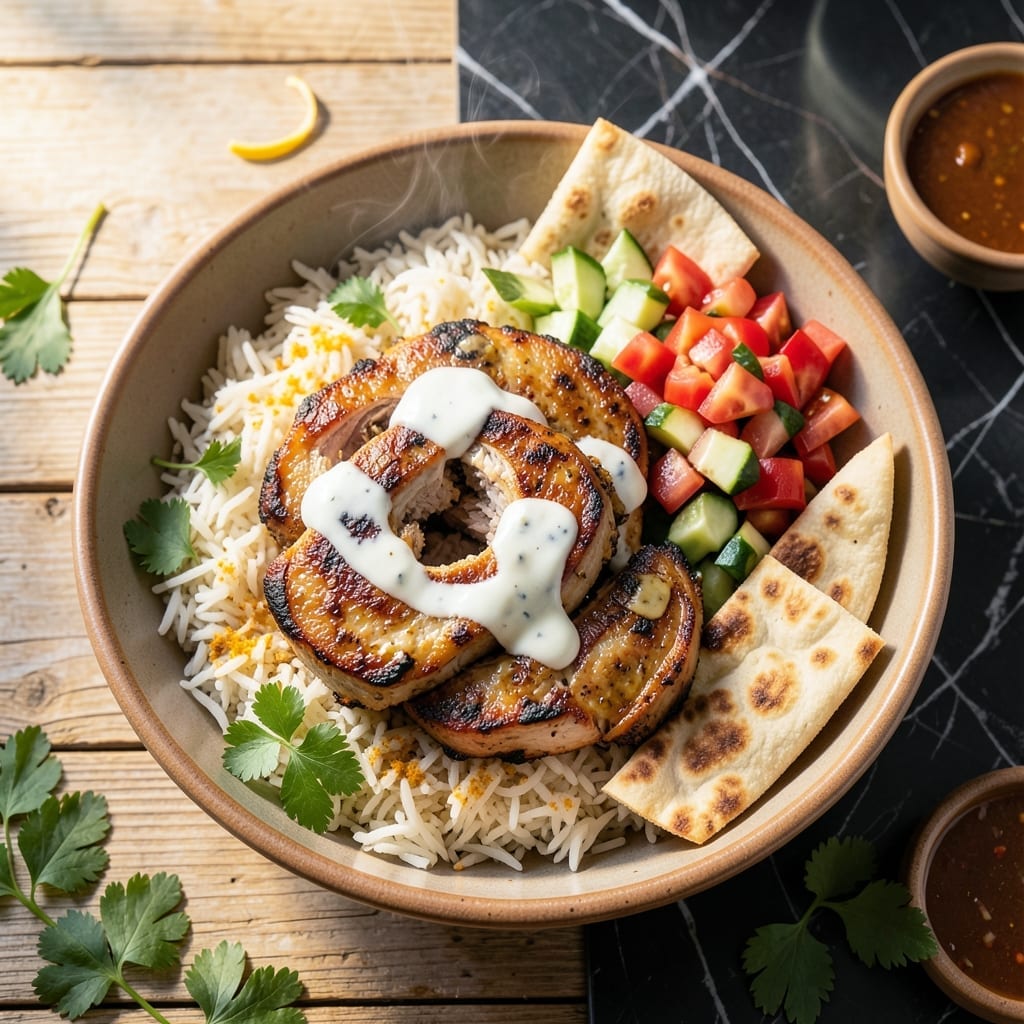 Chicken Shawarma Plate Recipe: Spice-Rubbed Grilled Chicken with Garlic Sauce Chicken Shawarma Plate Recipe: Spice-Rubbed Grilled Chicken with Garlic Sauce