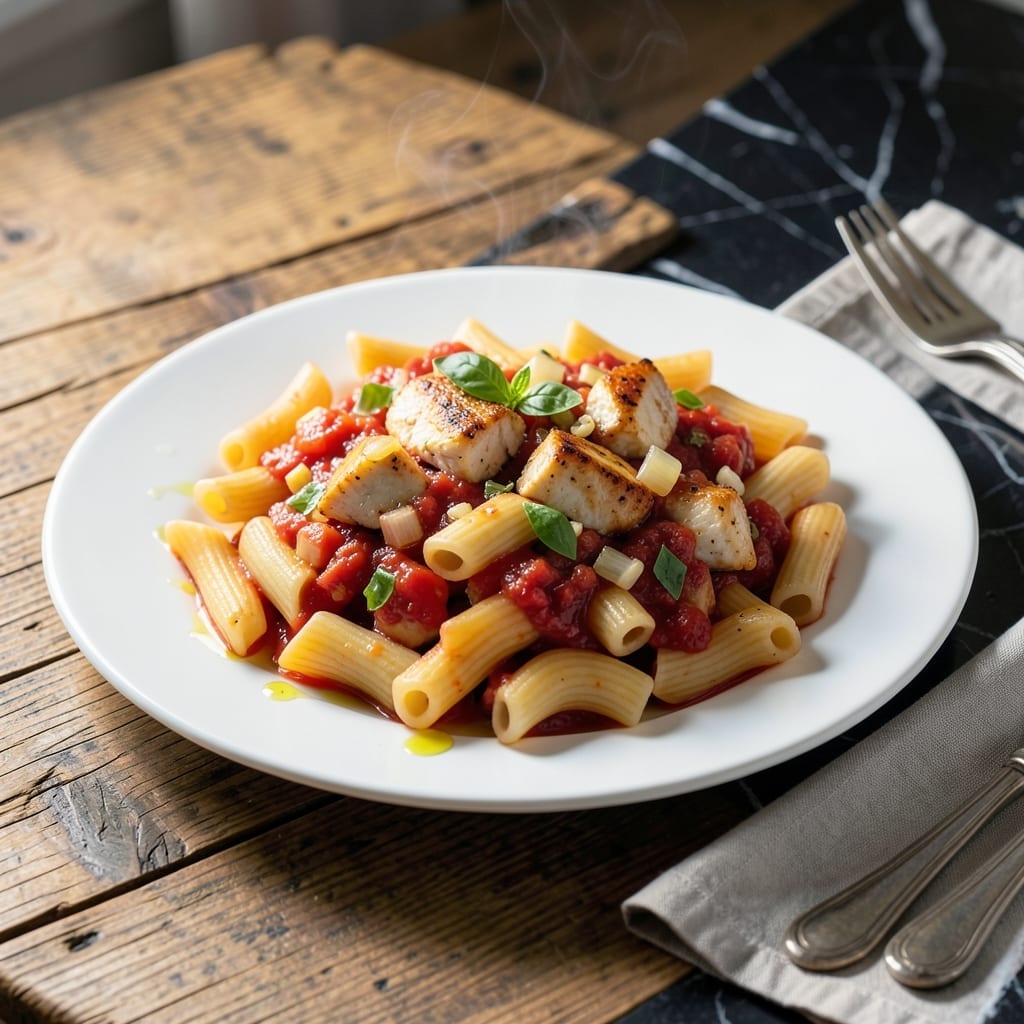 Chicken Rigatoni Pasta Recipe: Cheesy Layers in a Rich Tomato Sauce Chicken Rigatoni Pasta Recipe: Cheesy Layers in a Rich Tomato Sauce