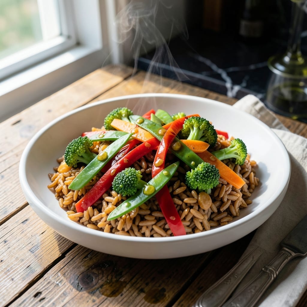 Brown Rice Stir Fry Recipe: Wok-Seared Veggies and Nutty Grains Brown Rice Stir Fry Recipe: Wok-Seared Veggies and Nutty Grains