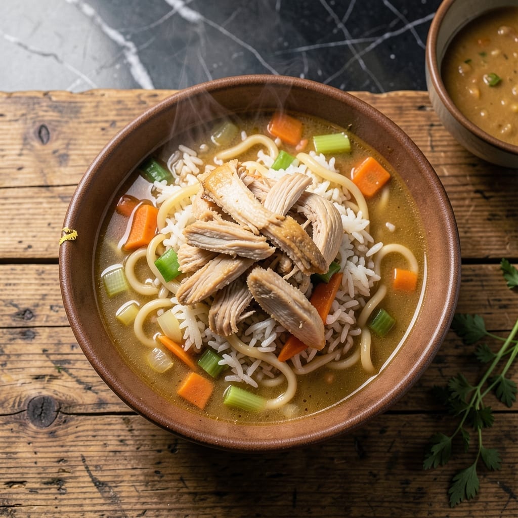 Chicken Noodle Soup With Rice Recipe: Classic Broth With Double the Comfort