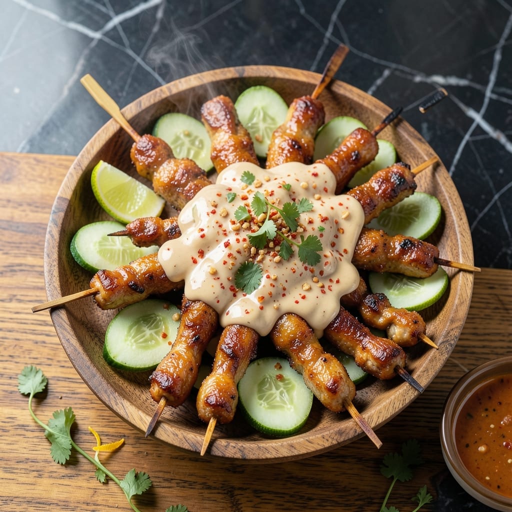 Indonesian Chicken Satay Recipe: Peanut Sauce Skewers With Charred Aroma