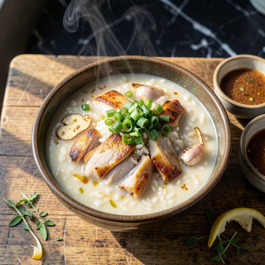 Chinese Chicken Rice Porridge Recipe: Congee-Style Ginger and Scallion Comfort
