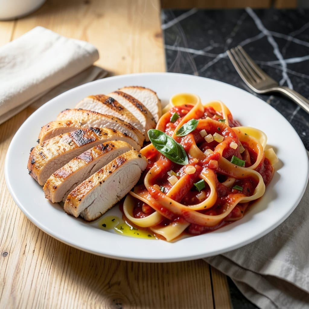 Chicken Tagliatelle Tomato Recipe: Ribbon Pasta With San Marzano Richness Chicken Tagliatelle Tomato Recipe: Ribbon Pasta With San Marzano Richness