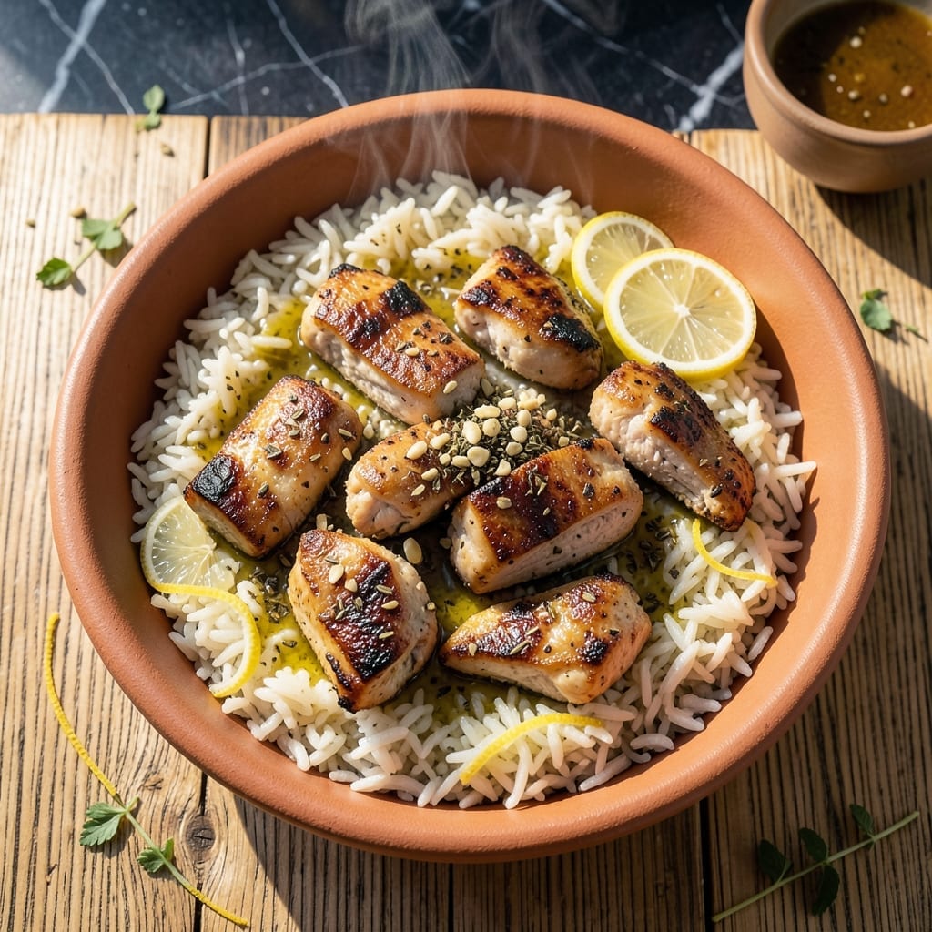 Greek Souvlaki Rice Recipe: Lemon-Herb Infused Mediterranean Feast