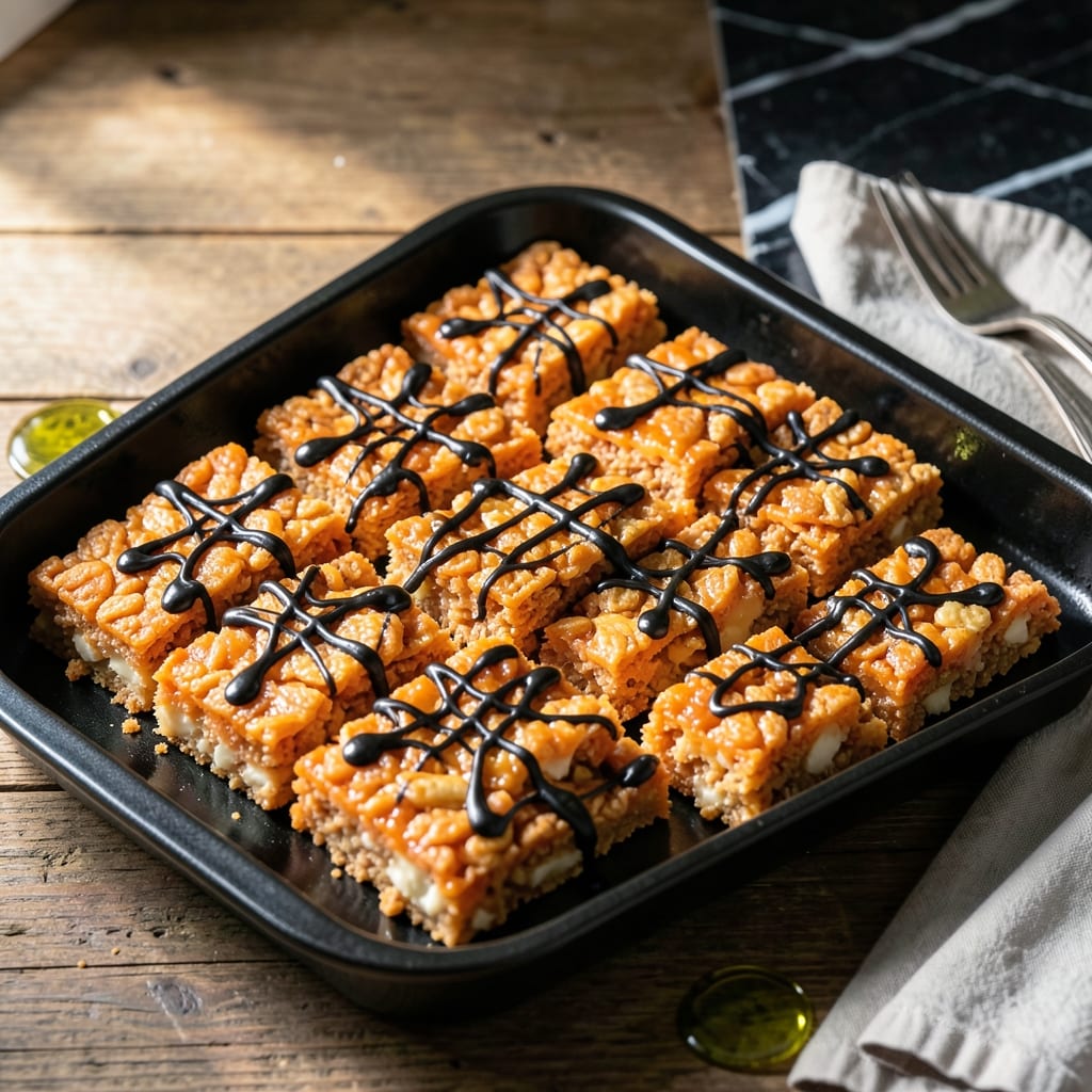 Halloween Rice Krispie Treats Recipe Marshmallows: Spooky Orange and Black Swirls Halloween Rice Krispie Treats Recipe Marshmallows: Spooky Orange and Black Swirls