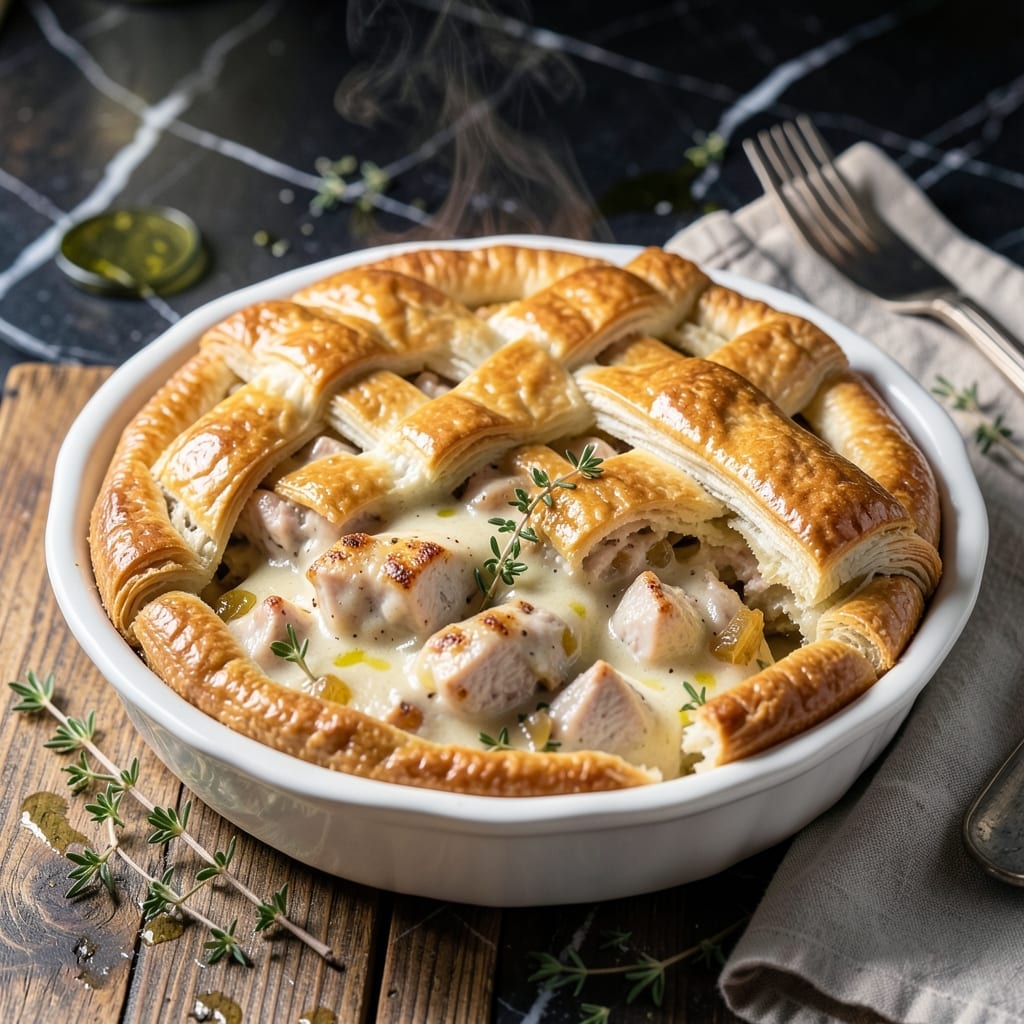 Easy Creamy Chicken Pie Recipe: Flaky Pastry With Savory Filling
