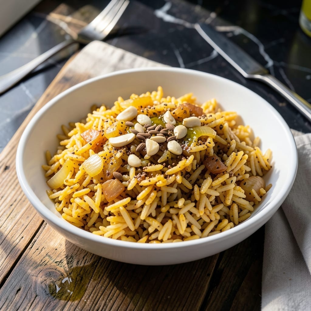 Halal Cart Yellow Rice Recipe: Turmeric-Infused Street Food Staple Halal Cart Yellow Rice Recipe: Turmeric-Infused Street Food Staple