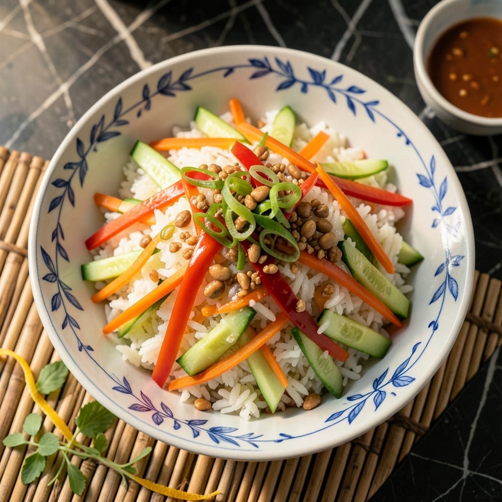 Chinese Rice Salad Recipe: Crunchy Veggie and Peanut Power Bowl Chinese Rice Salad Recipe: Crunchy Veggie and Peanut Power Bowl