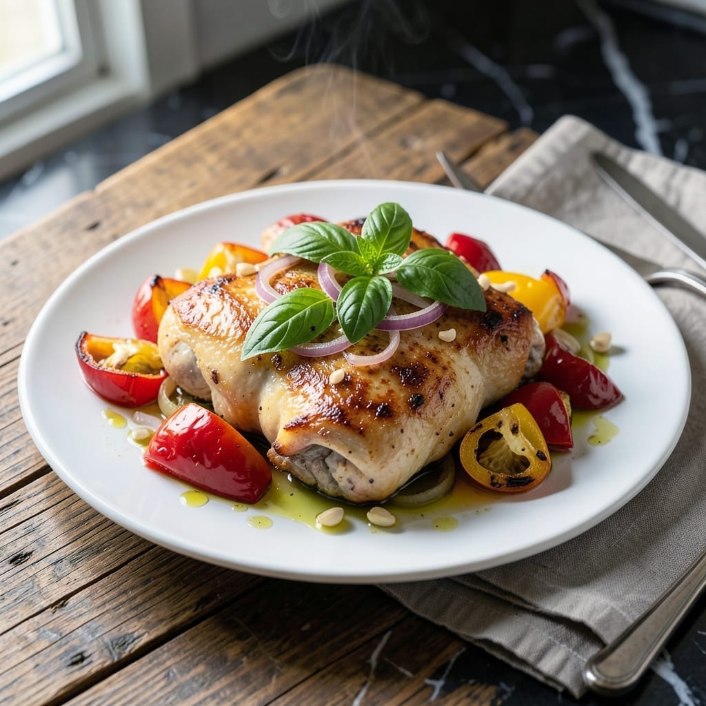 Chicken and Peppers Recipe Italian: Rustic Skillet Dinner with Sweet Basil