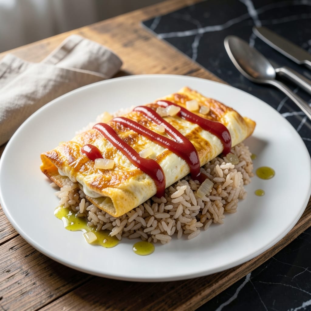 Japanese Omelette Rice Recipe: Fluffy Eggs Over Savory Fried Rice