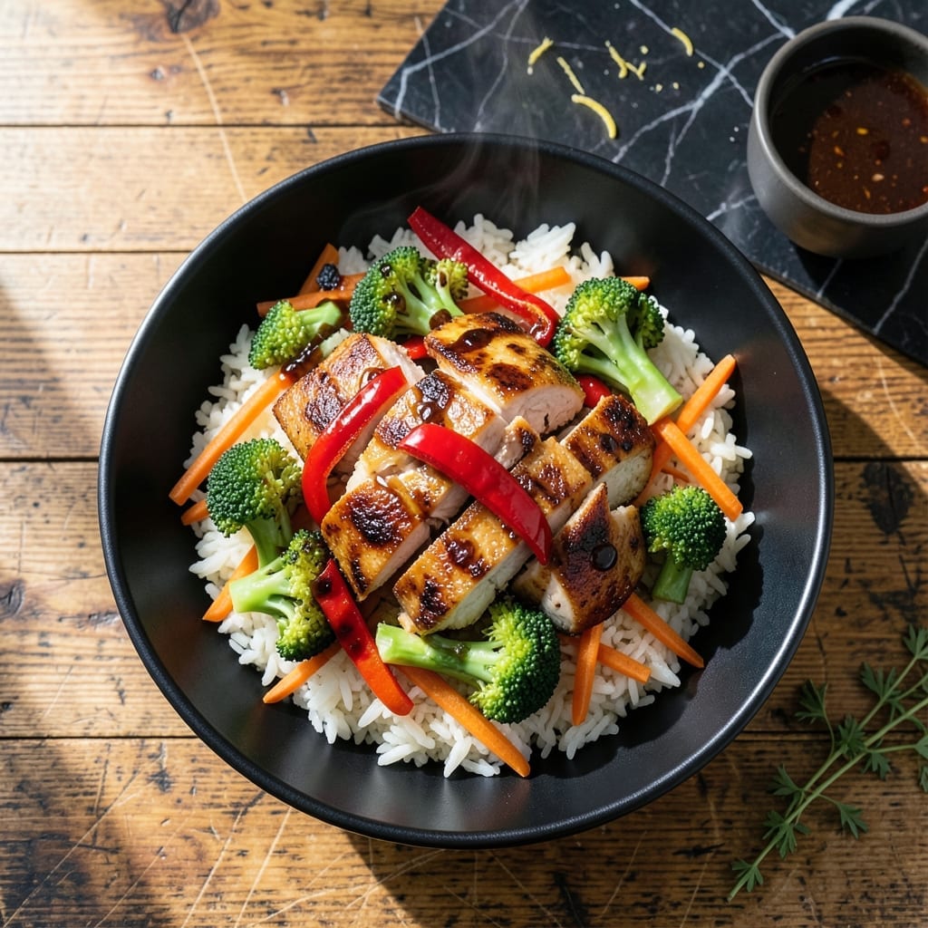 Chicken Vegetable Rice Bowl Recipe: Weeknight-Friendly Colorful Medley Chicken Vegetable Rice Bowl Recipe: Weeknight-Friendly Colorful Medley