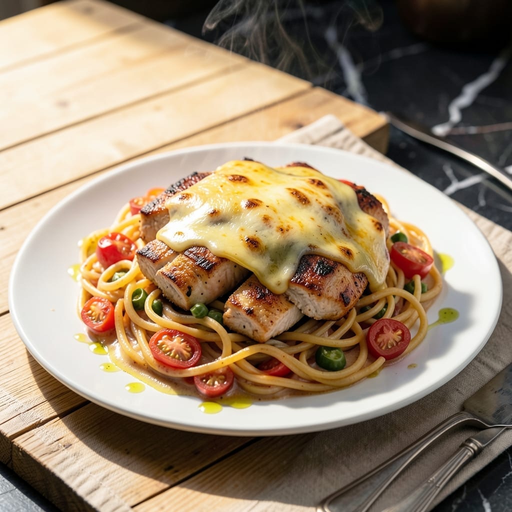 Recipe For Mexican Chicken Spaghetti: Cheesy Fiest In A Skillet