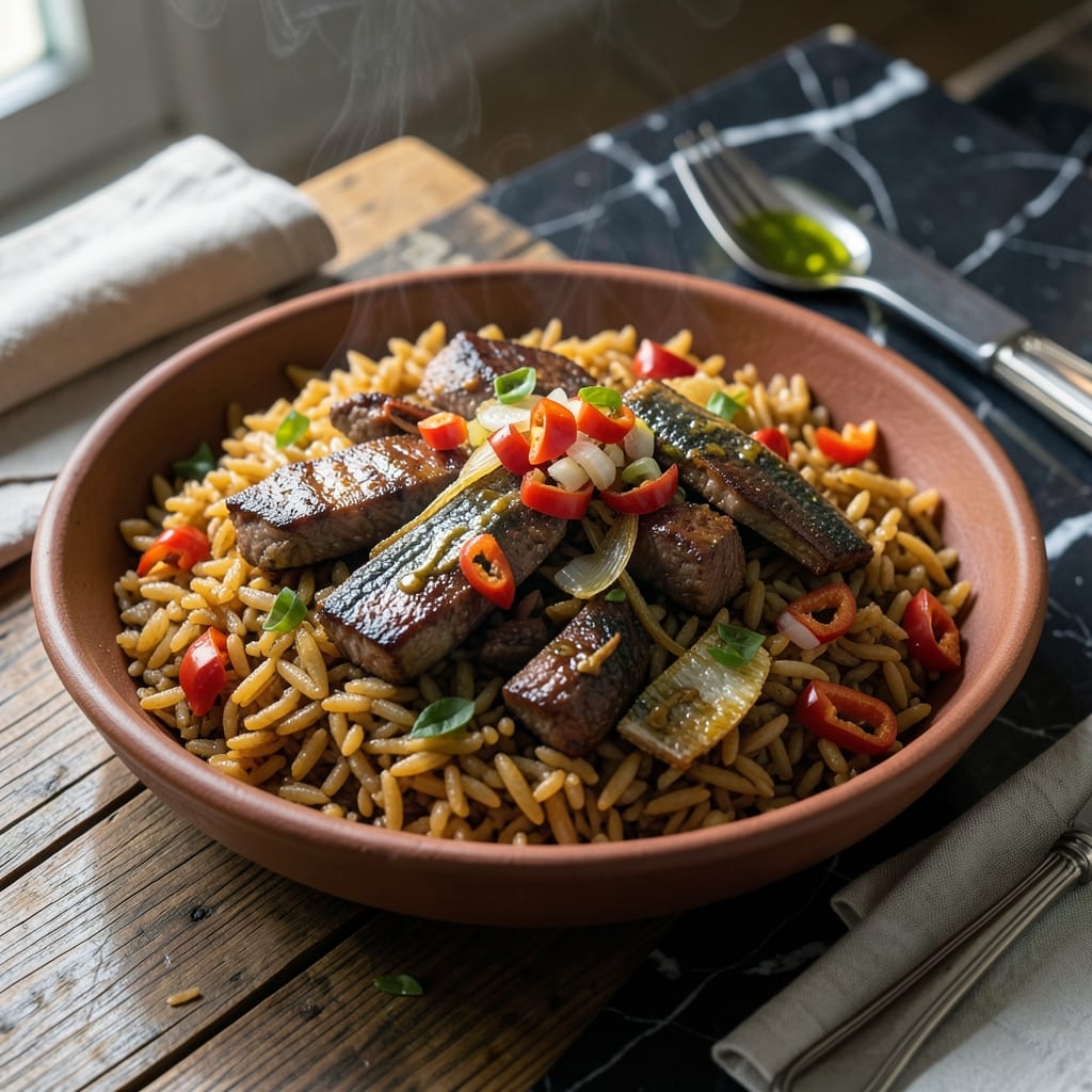 Banga Rice Recipe: Nigerian Palm Nut Stew with Fluffy Grains