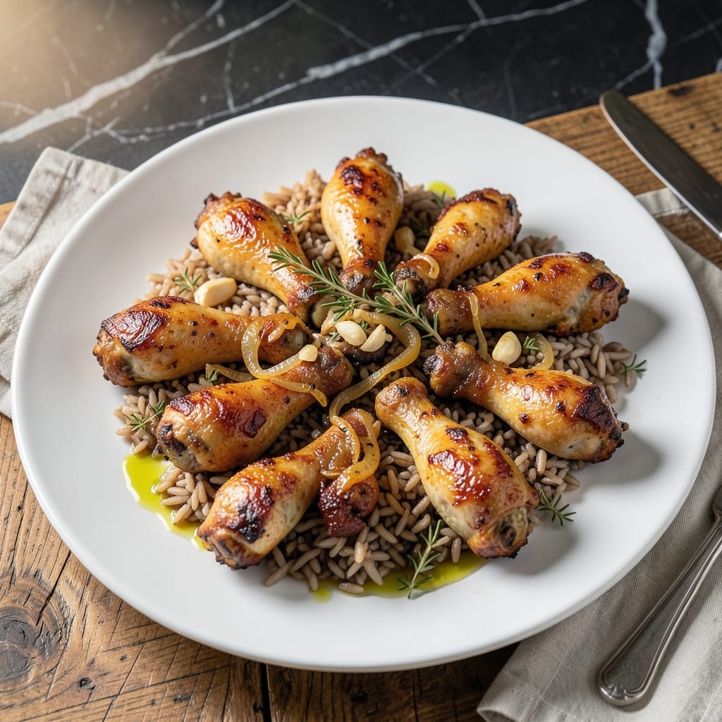 Chicken Drumsticks and Brown Rice Recipe: Savory One-Pan Meal