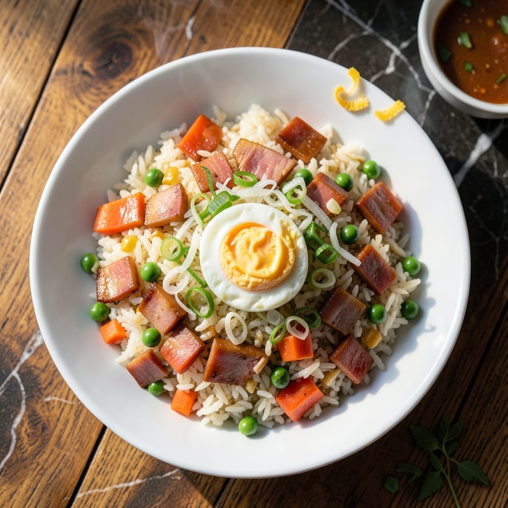 Ham Fried Rice Recipe Chinese: Wok-Seared Savory Goodness With Peas and Carrots Ham Fried Rice Recipe Chinese: Wok-Seared Savory Goodness With Peas and Carrots