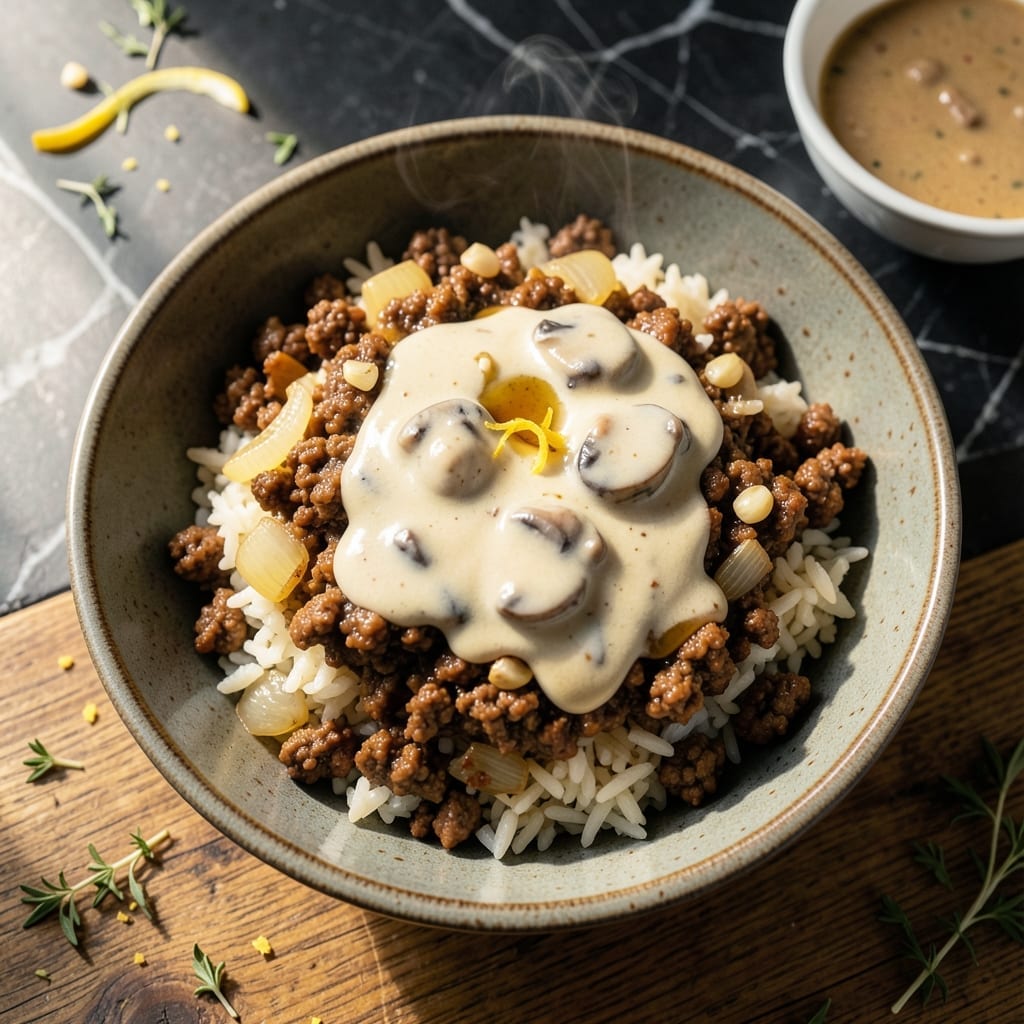 Recipe Ground Beef Rice Cream Of Mushroom Soup: Hearty Skillet Meal with Rich Creamy Depth