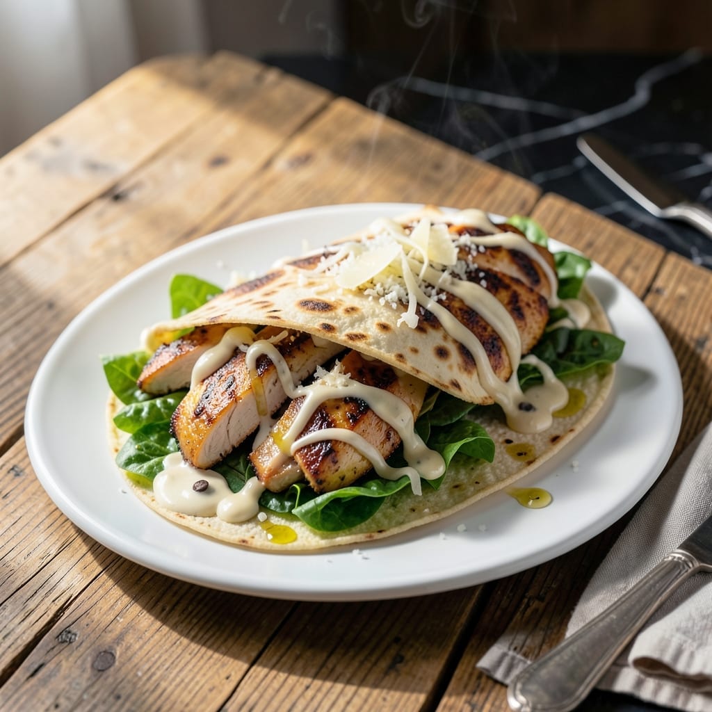 Chicken Cesar Wrap Recipe: Grilled Chicken and Romaine in a Tortilla Chicken Cesar Wrap Recipe: Grilled Chicken and Romaine in a Tortilla
