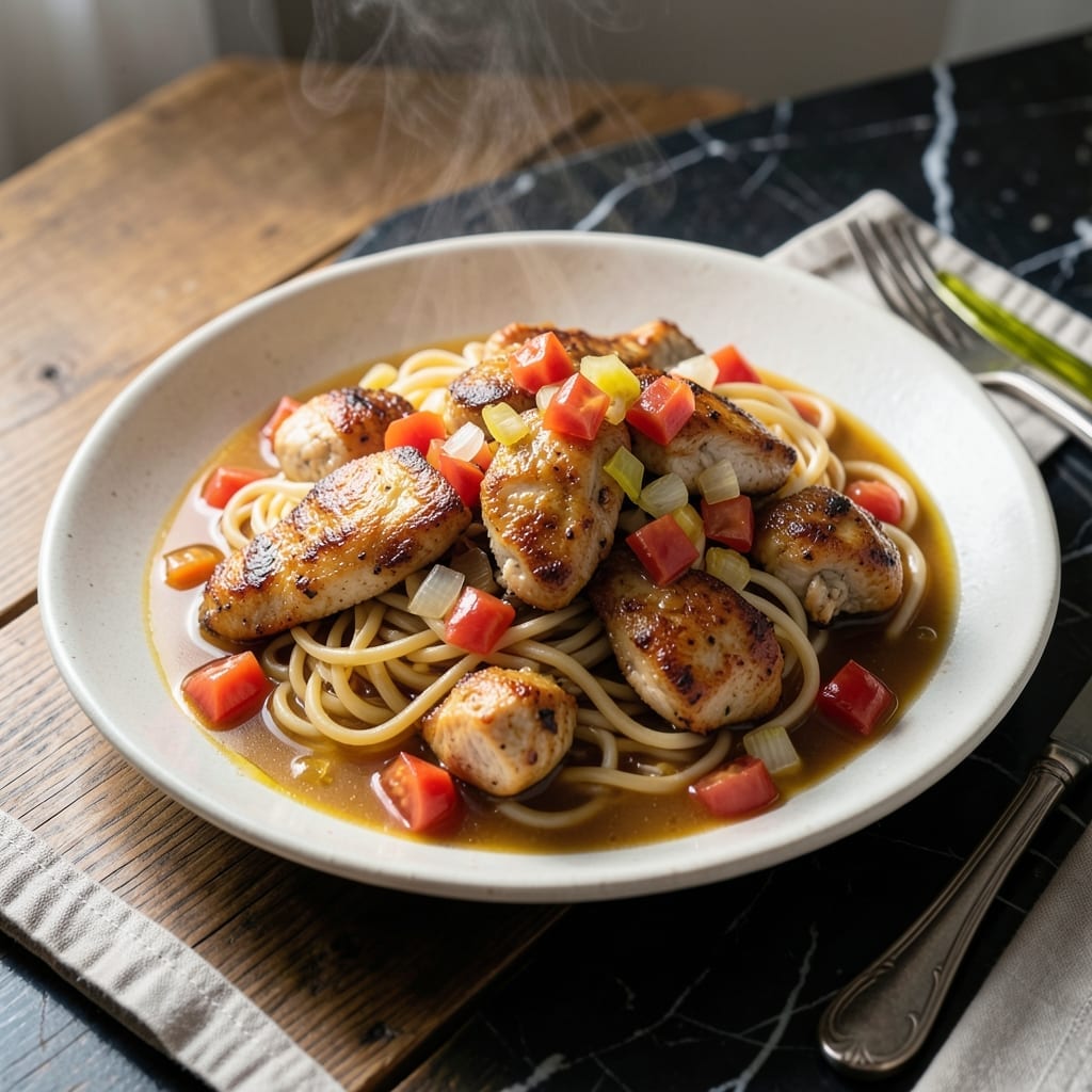 Chicken Noodles Tomatoes Recipe: One-Pot Weeknight Comfort Chicken Noodles Tomatoes Recipe: One-Pot Weeknight Comfort