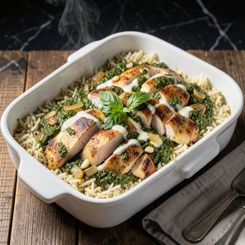 Chicken Pesto Rice Bake Recipe: Herb-Infused One-Dish Wonder